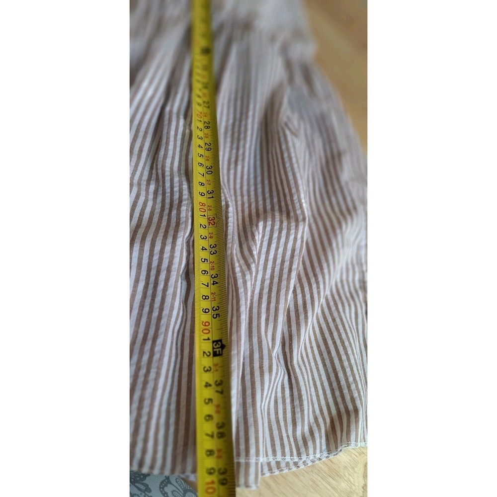 POL Womens Large Ivory Taupe Striped Tiered Sundress Smocked Empire Waist Boho - Picture 5 of 10